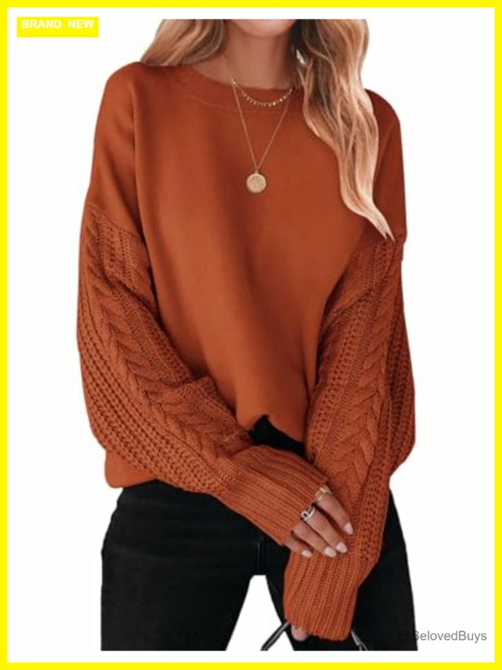 Cable Knit Oversized Pullover Sweater Drop Shoulder Tunic Top Fall Winter